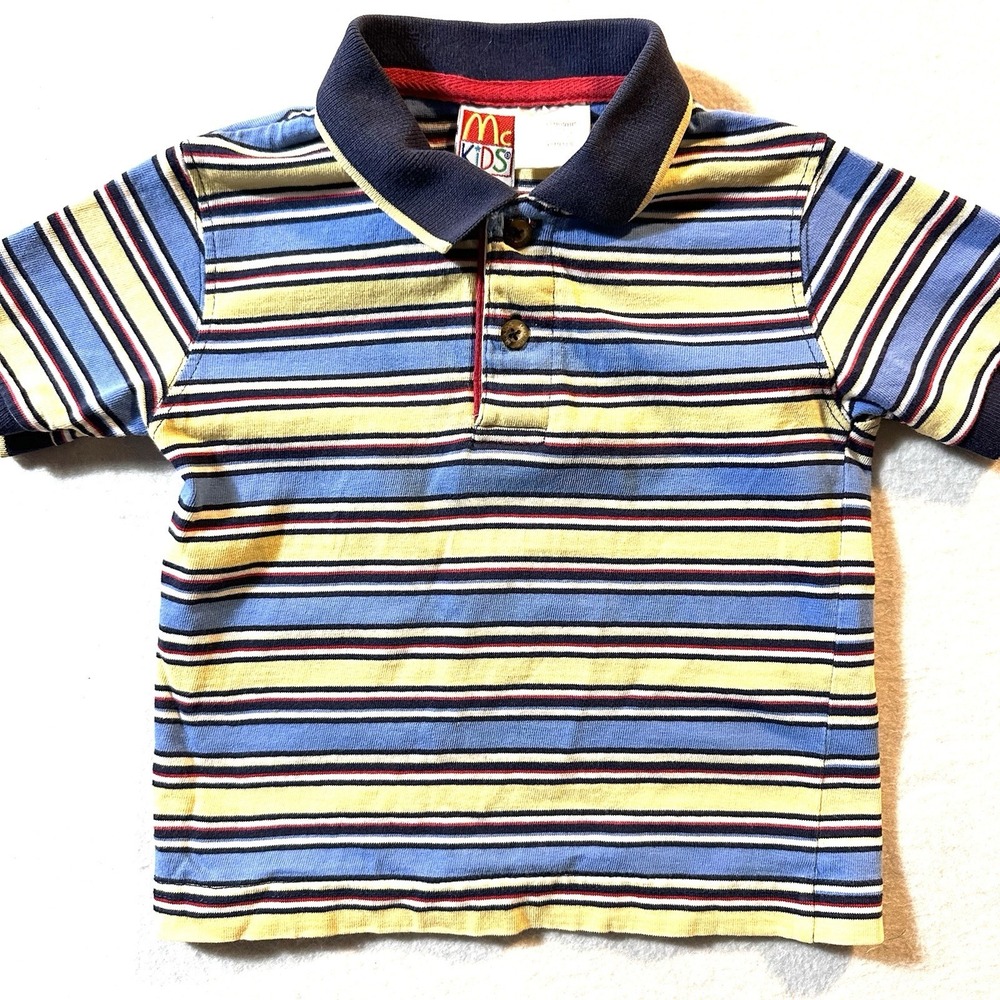 Vintage 90s McKids Polo Shirt Size 12 Month Toddler Boy Striped - Picture 1 of 7